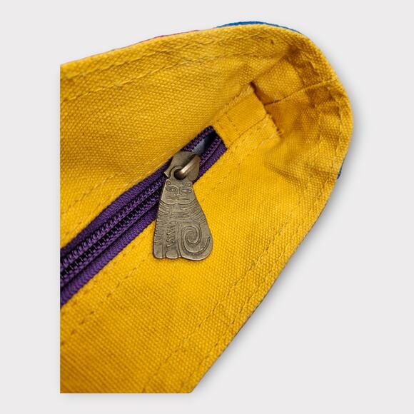 Laurel Birch Tote Bag Cat Colorful Zip Top Yellow Multicolor Handles Canvas - Picture 3 of 5